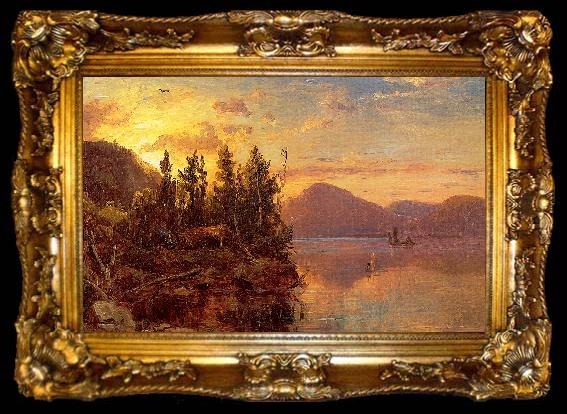 framed  Regis-Francois Gignoux  Lake George at Sunset 1862, ta009-2